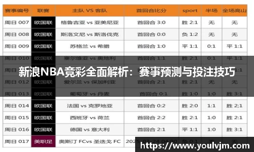 新浪NBA竞彩全面解析：赛事预测与投注技巧