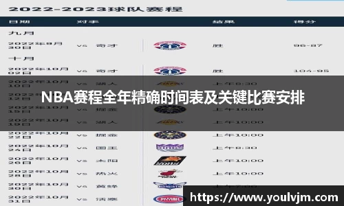 NBA赛程全年精确时间表及关键比赛安排